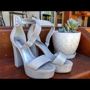 Silver Glitter chunky heels